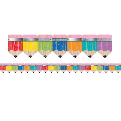 Creative Teaching Press® Upcycle Style Rustic Pencils Borders, 210ft.