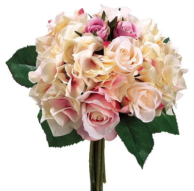 12 Pack: Pink & Fuchsia Rose & Hydrangea Bouquet