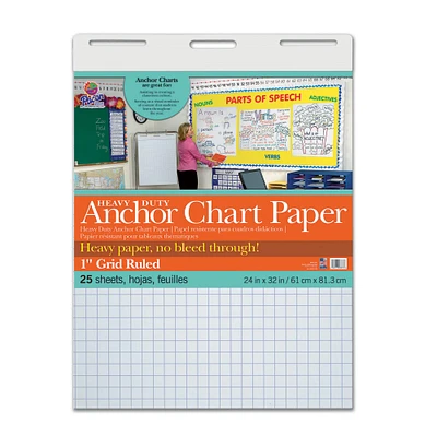 4 Packs: 25 ct. (100 total) Pacon® 24" x 32" Heavy Duty 1" Grid Ruled Anchor Chart Paper