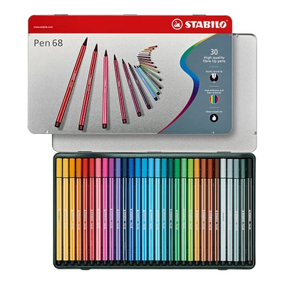 6 Packs: 30 ct. (180 total) STABILO® Pen 68 Metal Tin Fiber Tip Pens