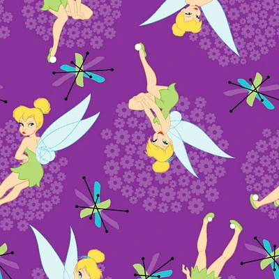 Disney® Tinkerbell Toss Purple Quilting Cotton Fabric