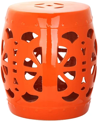 Stencil Blossom Garden Stool in Orange