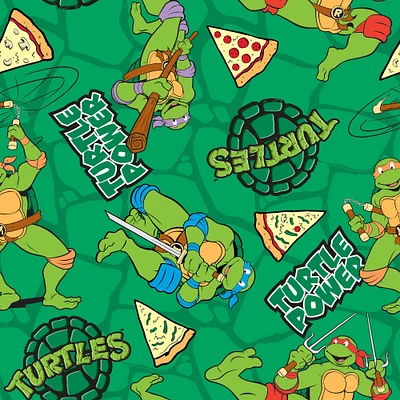 Nickelodeon TMNT Turtle Power Pizza Toss Cotton Fabric
