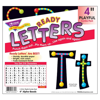 Trend Enterprises Alpha-Beads 4" Playful Uppercase/Lowercase Combo Pack Ready Letters®