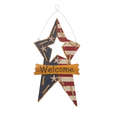 Glitzhome® Wooden "Welcome" Star Hanging Wall Sign