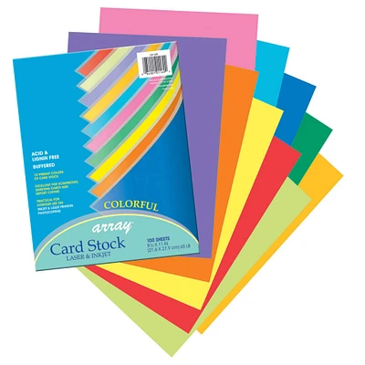 Array® Assorted Colors Card Stock, 100 Sheets