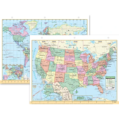 US & World Notebook Map, Set of 12