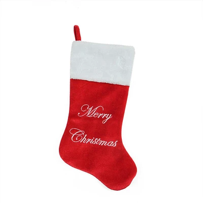 20.5" Embroidered "Merry Christmas" Velvet Stocking