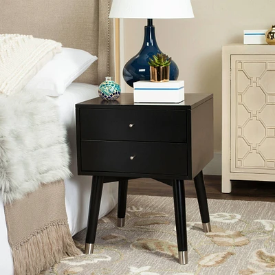 Lyla Retro Nightstand in Black & Silver