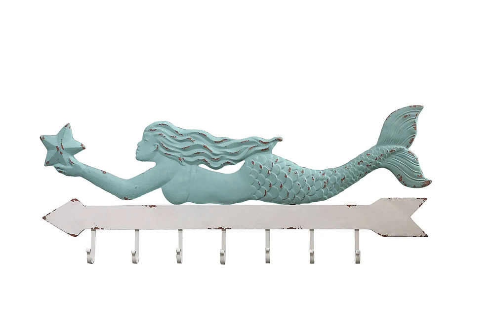 Waterside Mermaid Wall Hanger with Hooks