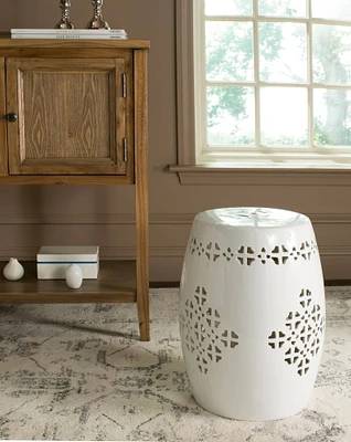 Quatrefoil Garden Stool in Antique White