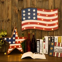 Glitzhome® Patriotic Marquee LED Flag Sign Wall Décor