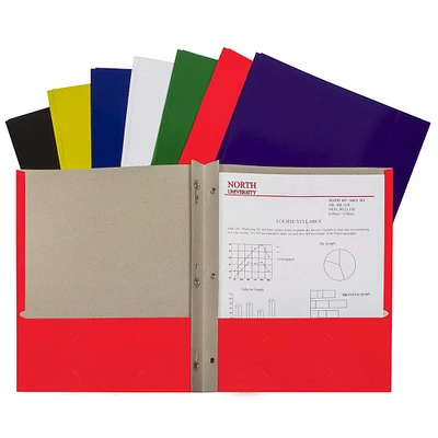 Assorted Colors Two-Pocket Paper Portfolio Folder with Prongs, Set of 48