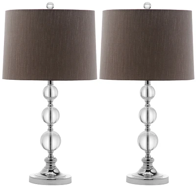 Keeva Crystal Ball Lamp Set in Clear & Grey