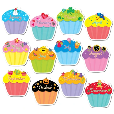 Cupcakes 10" Jumbo Designer Cut-Outs, 12 Per Pack, 4 Packs