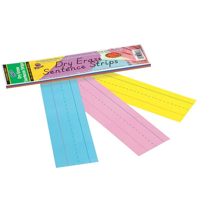 Assorted Colors Dry-Erase Sentence Strips, 3" x 12", 6 Packs