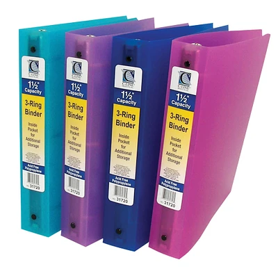 Assorted Colors 3-Ring Poly Binder, 1-1/2" Capacity, Pack of 6