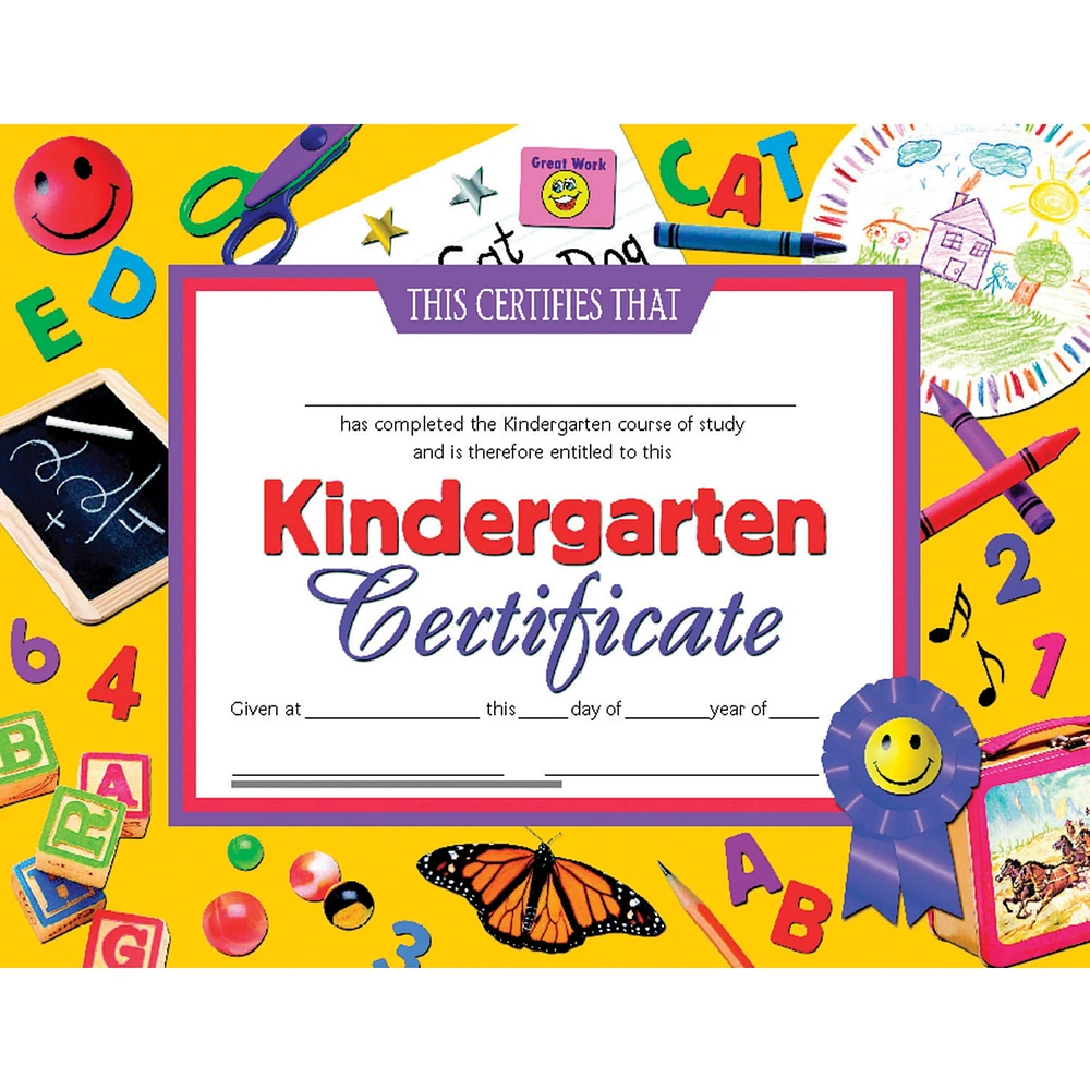 Flipside Products 8.5” x 11 Purple & Red Kindergarten Certificate, 6 Pack Bundle