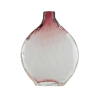 11.5" Disc Glass Vase, Plum Purple Ombre