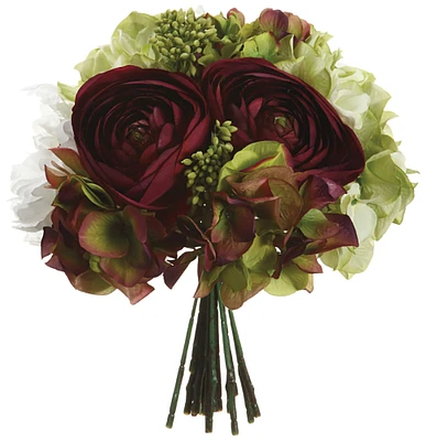 Eggplant & Green Hydrangea, Ranunculus & Peony Bouquet