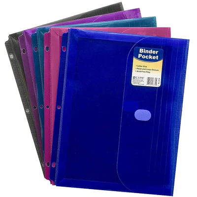 C-Line® Assorted Colors Super Heavyweight Poly Binder Pockets, Pack of 18