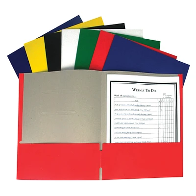 Assorted Colors Two-Pocket Paper Portfolio Folder Without Prongs, Set of 60