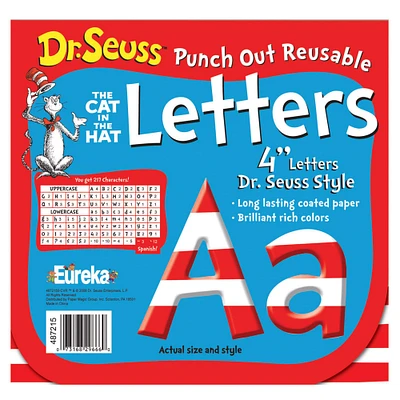 Eureka Dr. Seuss™ Stripes Reusable Punch Out Deco Letters, 4"