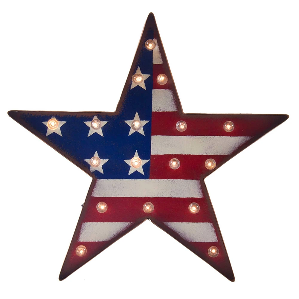 Glitzhome® Patriotic Marquee LED Star Sign Wall Décor