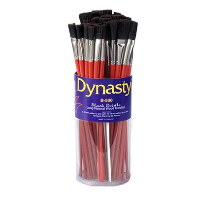 FM Brush Dynasty® Red & Black Assorted Flat Cylinder Brush Set, 60 Pieces