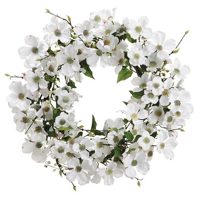 24" White Dogwood Pussy Willow Wreath