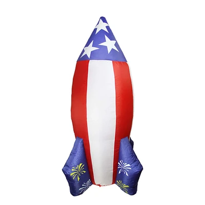 96" Red White & Blue Rocket Lighted Yard Inflatable