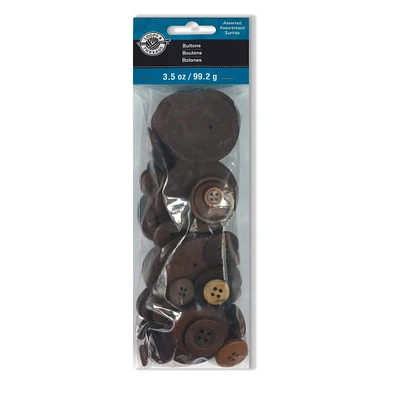 12 Pack: Brown Wooden Buttons Set by Loops & Threads®