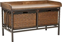 Noah Storage Bench in Pewter/Oak