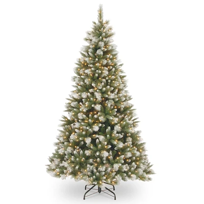 7.5 ft. Pre-lit Feel Real® Hinged Frosted Alaskan Pine Full Artificial Christmas Tree, Clear Lights