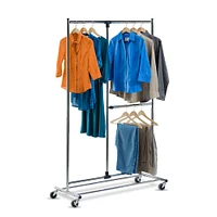 Honey Can Do Dual Bar Chrome Adjustable Garment Rack