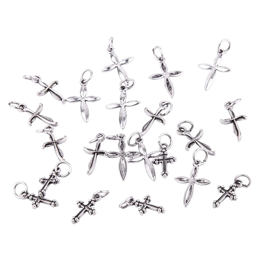 Charmalong™ Rhodium Cross Charms by Bead Landing™