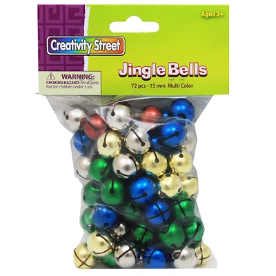 4 Packs: 6 Packs 72 ct. (1,728 total) Creativity Street® 15mm Multicolor Jingle Bells