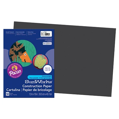 SunWorks® 12" x 18" Coal Black Construction Paper, 8 Pack Bundle
