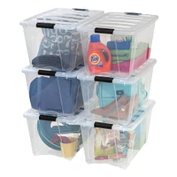 Iris® Clear Stack & Pull™ Storage Tote, 6 Pack