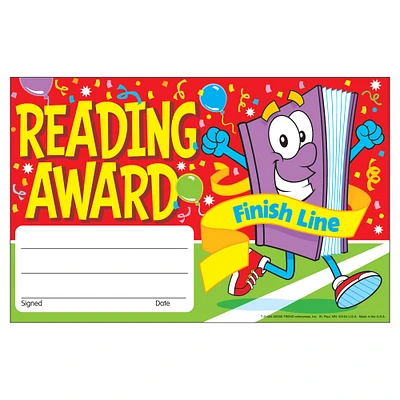 Trend Enterprises Reading Award Finish Line Recognition Awards, 12 packs