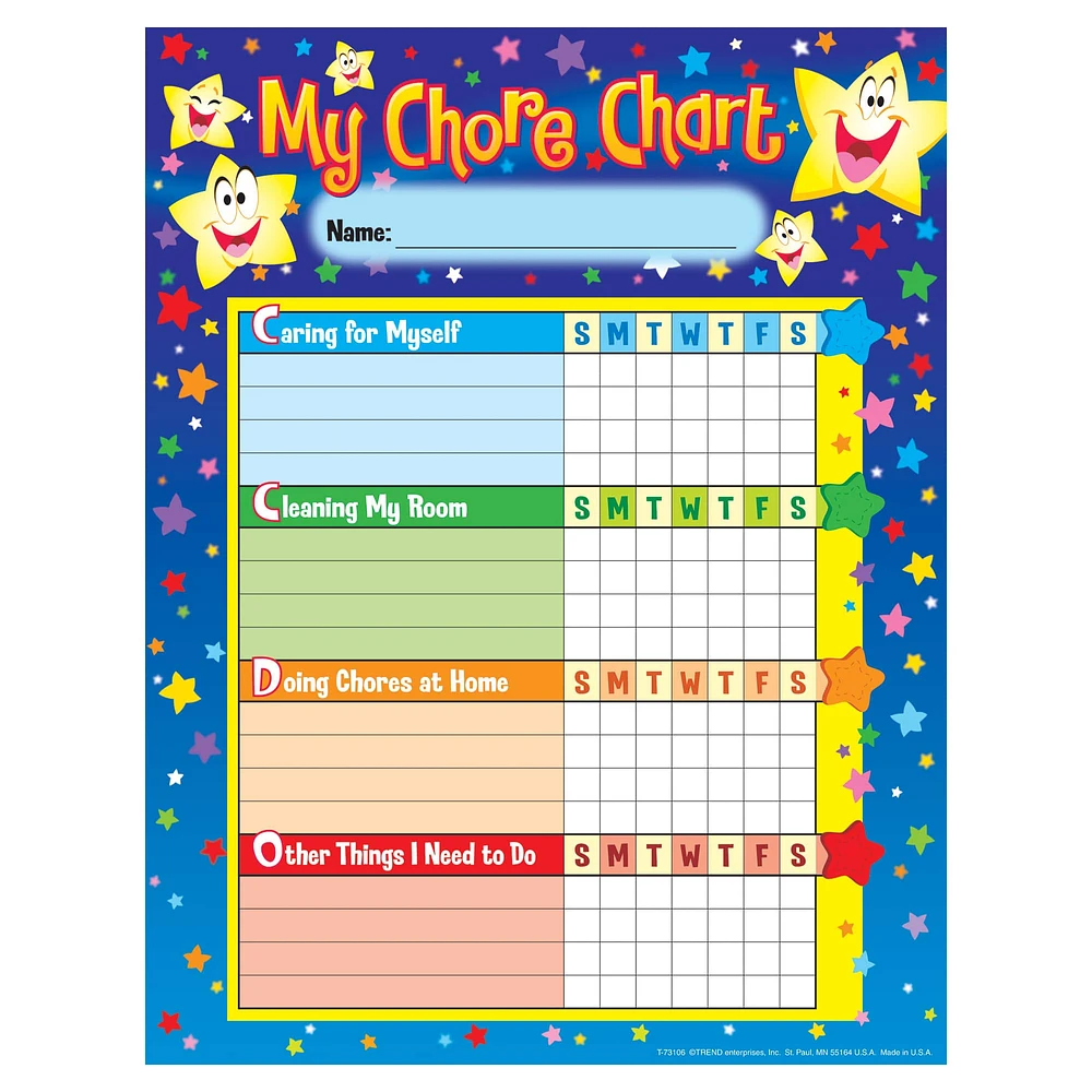 Trend Enterprises Stars Chore Charts, 6 pads