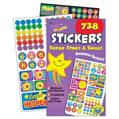 Trend Enterprises® 5.75" x 9.5" Super Stars & Smiles Sticker Pads, 6 Pack Bundle
