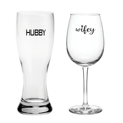 Hortense B. Hewitt Co. Wifey & Hubby Glass Set