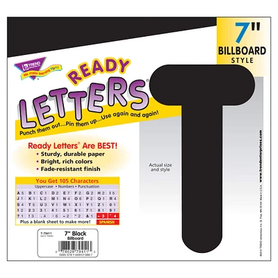 Trend Enterprises Black 7" Billboard Uppercase (EN/SP) Ready Letters®