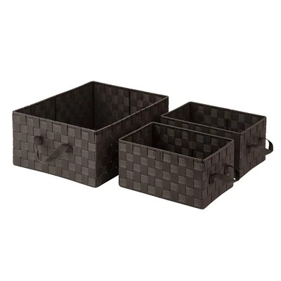 Honey Can Do Espresso Nesting Woven Baskets, 3 Pieces