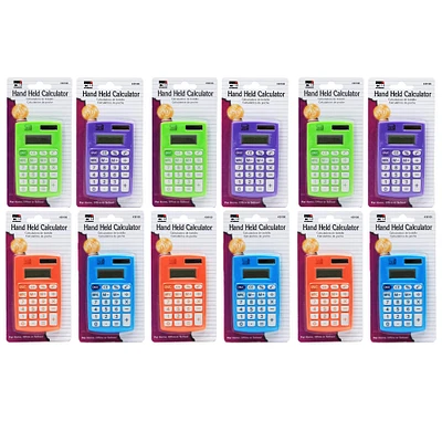 Primary Handheld 8 Digit Display Calculator, Pack of 12
