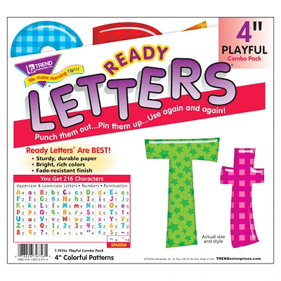 Trend Enterprises Colorful Patterns 4" Playful Uppercase/Lowercase Combo Pack Ready Letters®