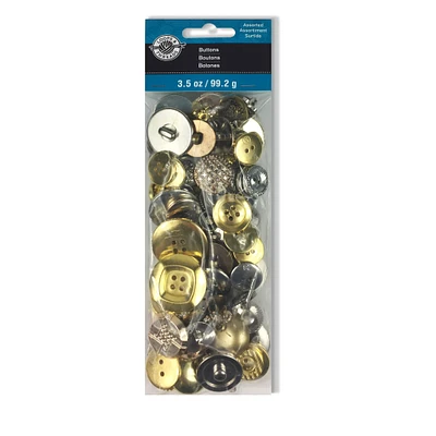 12 Pack: Gold & Silver Buttons Set by Loops & Threads®