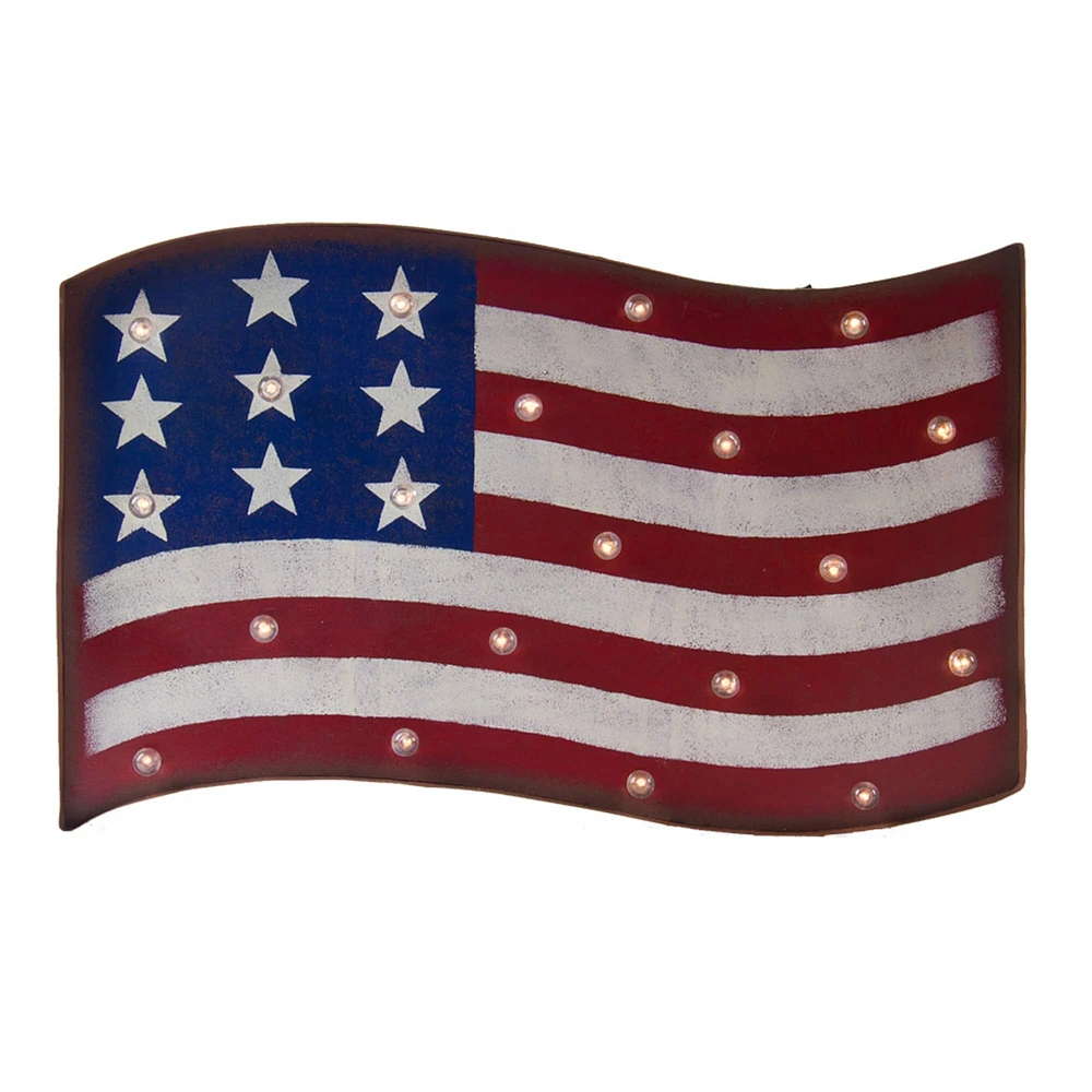 Glitzhome® Patriotic Marquee LED Flag Sign Wall Décor