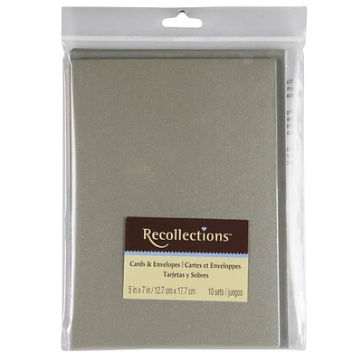 12 Packs: 10 ct. (120 total) Silver Shimmer Cards & Envelopes by Recollections™, 5" x 7"